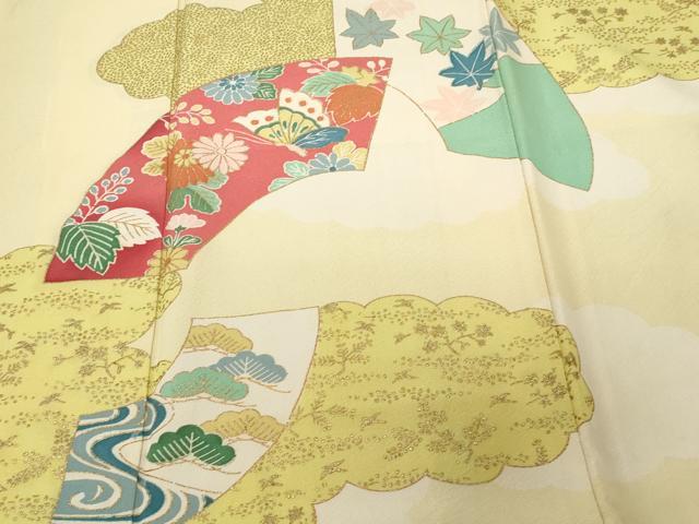 平和屋着物■訪問着 地紙花蝶文 暈し染め 金彩 正絹 逸品 CABC6276ev