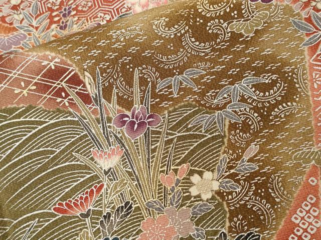 平和屋着物■上質な小紋 切嵌吉祥草花文 暈し染め 金銀彩 正絹 逸品 CABC6278ev