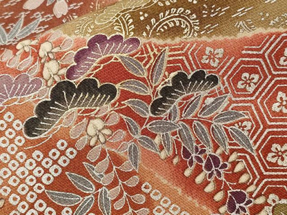平和屋着物■上質な小紋 切嵌吉祥草花文 暈し染め 金銀彩 正絹 逸品 CABC6278ev