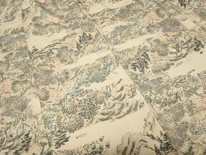 平和屋着物■上質な小紋 手描き 風景文 暈し染め 金彩 正絹 逸品 CABC6283ev