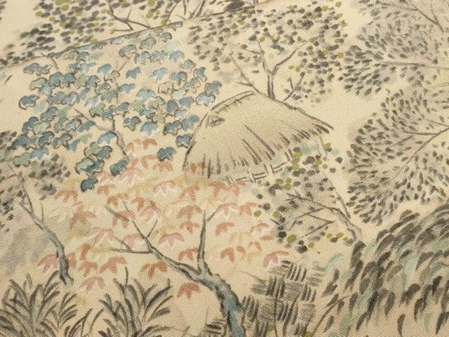 平和屋着物■上質な小紋 手描き 風景文 暈し染め 金彩 正絹 逸品 CABC6283ev