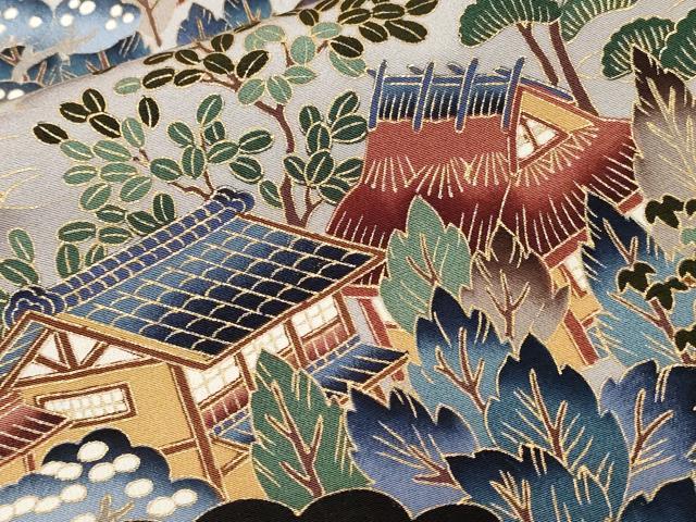 平和屋着物■豪華黒留袖 駒刺繍 風景文 暈し染め 金彩 正絹 逸品 CABC6304ev