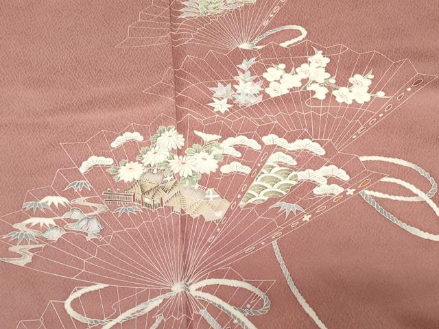 平和屋着物■訪問着 檜扇松竹梅文 正絹 逸品 CABC6313ev