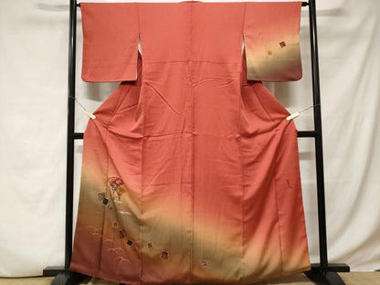 平和屋着物■訪問着　松原清久　芝草色紙重ね花文　暈し染め　金銀彩　正絹　逸品　CABC6368ev