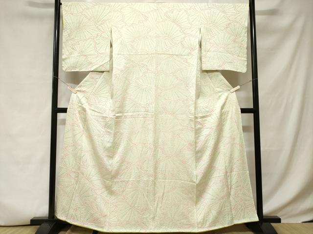 平和屋着物■上質な小紋　総絞り　松葉文　正絹　逸品　CABC6385ev