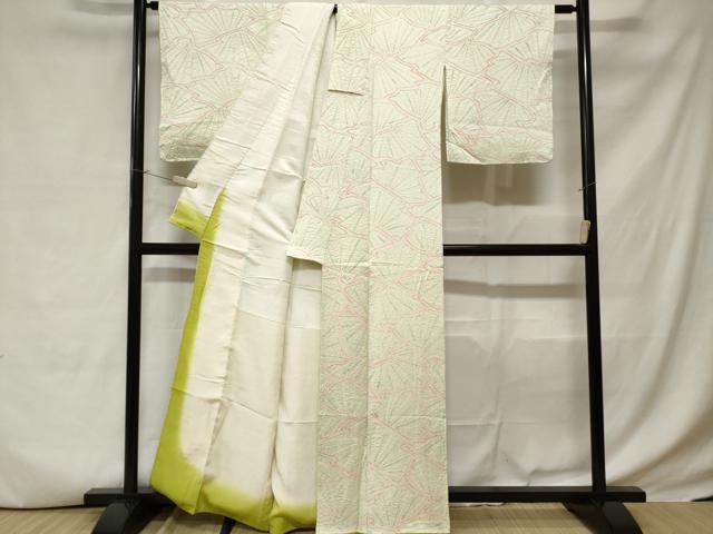 平和屋着物■上質な小紋　総絞り　松葉文　正絹　逸品　CABC6385ev