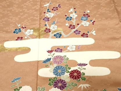 平和屋着物■訪問着　遠山枝花文　金彩　正絹　逸品　CABC6393ev