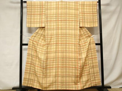 平和屋着物■上質な小紋　格子柄　正絹　逸品　CABC6396ev