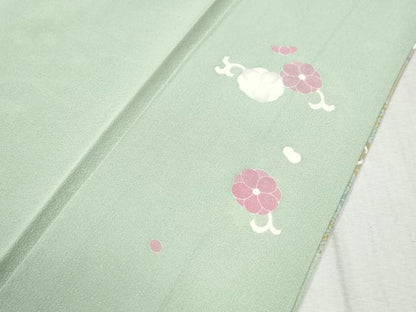 平和屋着物●訪問着 作家物 駒刺繍 扇面吉祥草花文 金彩 正絹 逸品 未使用 CABC6401yc