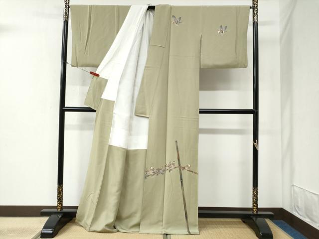 平和屋着物●十日町 加賀草木友禅の第一人者 田村哲彦 訪問着 雀 正絹 逸品 CABC6409yc
