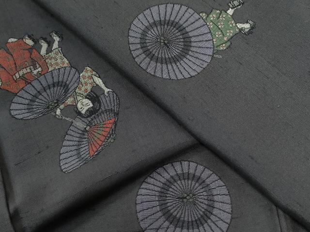平和屋着物●京の名門・菱屋六右ェ門 紬 人物文 正絹 逸品 CABC6419yc