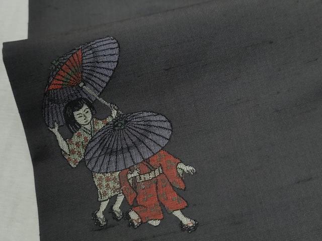 平和屋着物●京の名門・菱屋六右ェ門 紬 人物文 正絹 逸品 CABC6419yc