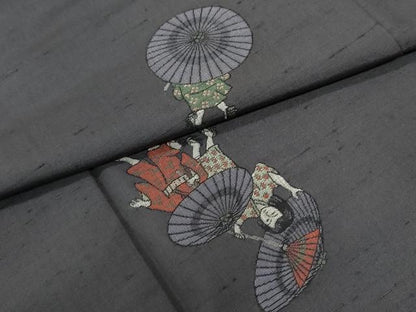 平和屋着物●京の名門・菱屋六右ェ門 紬 人物文 正絹 逸品 CABC6419yc