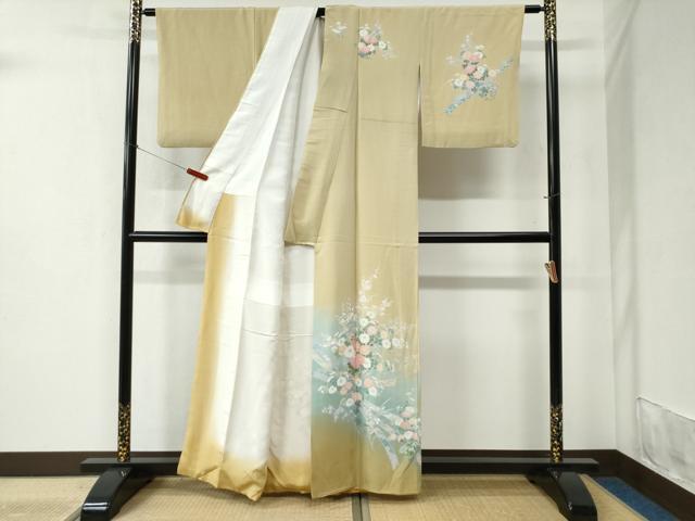 平和屋着物●訪問着 友禅 束ね熨斗草花文 暈し染め 正絹 逸品 CABC6420yc