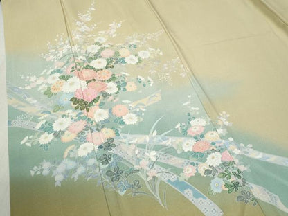 平和屋着物●訪問着 友禅 束ね熨斗草花文 暈し染め 正絹 逸品 CABC6420yc