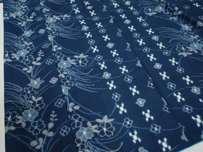 平和屋着物●久留米絣　草花文　綿　逸品　CABC6422yc