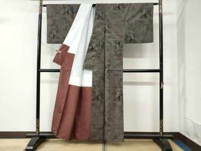 平和屋着物●本場大島紬 9マルキ 枝葉文 正絹 逸品 CABC6423yc