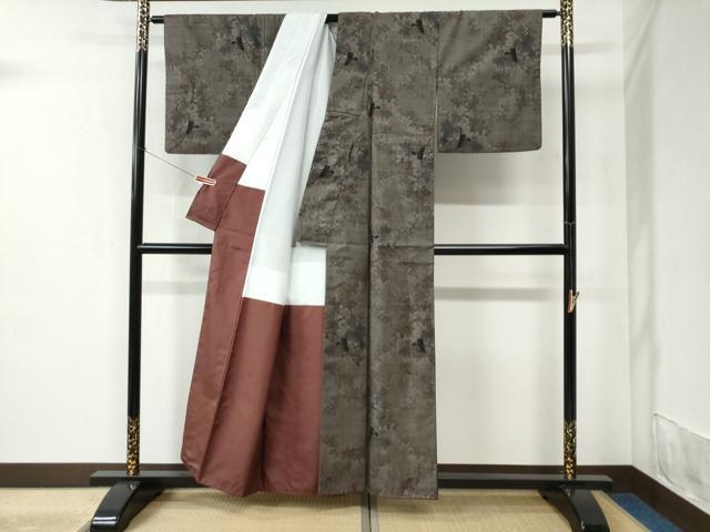 平和屋着物●本場大島紬 9マルキ 枝葉文 正絹 逸品 CABC6423yc