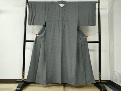 平和屋着物●江戸小紋 鮫小紋柄 黒地 正絹 逸品 未使用 CABC6425yc