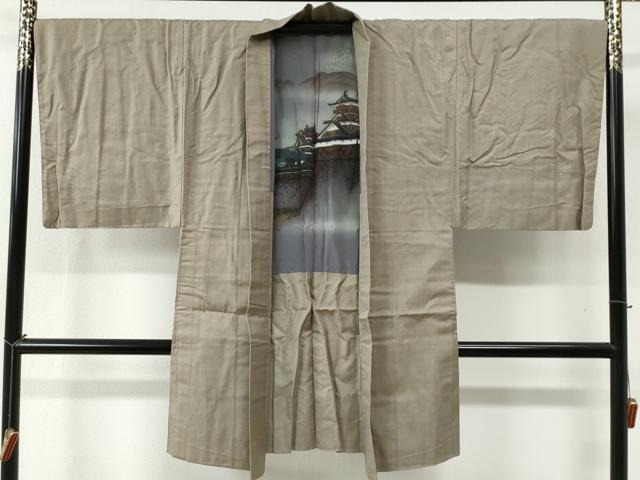 平和屋着物●男性 お召 アンサンブル 80亀甲 正絹 逸品 CABC6426yc