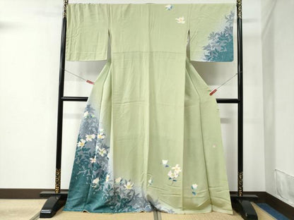 平和屋着物●訪問着 友禅 作家物 枝花文 暈し染め 正絹 逸品 未使用 CABC6427yc