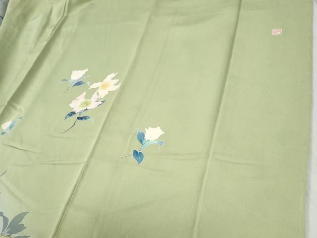 平和屋着物●訪問着 友禅 作家物 枝花文 暈し染め 正絹 逸品 未使用 CABC6427yc