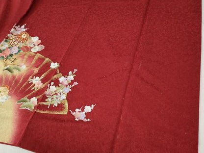 平和屋着物●豪華振袖 刺繍 十二単風 御所車貝合わせ花文 暈し染め 金彩 京都きもの友禅扱い 正絹 逸品 CABC6430yc