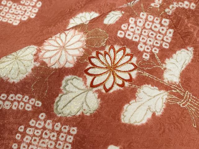 平和屋着物●創業460年・千總 訪問着 駒刺繍 絞り 青海波花文 金彩 正絹 逸品 CABC6433yc