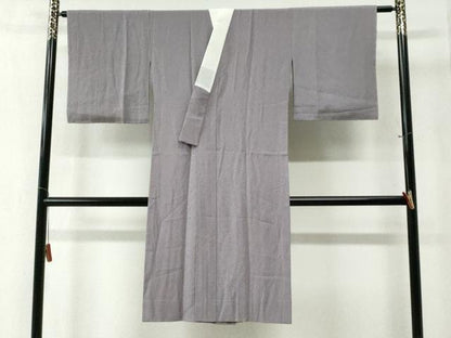 平和屋着物●長襦袢 無双仕立て 万筋 滅紫色×絹鼠色 正絹 逸品 未使用 CABC6434yc
