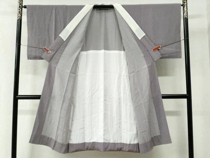 平和屋着物●長襦袢 無双仕立て 万筋 滅紫色×絹鼠色 正絹 逸品 未使用 CABC6434yc