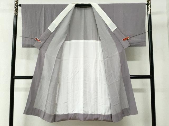 平和屋着物●長襦袢 無双仕立て 万筋 滅紫色×絹鼠色 正絹 逸品 未使用 CABC6434yc