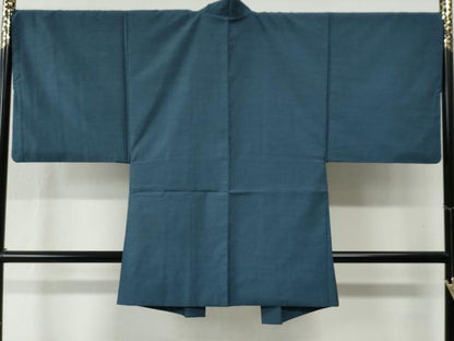 平和屋着物●男性 紬 アンサンブル 色無地 薄縹色 正絹 逸品 CABC6436yc