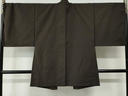 平和屋着物●男性 紬 アンサンブル 色無地 赤墨色 正絹 逸品 CABC6437yc