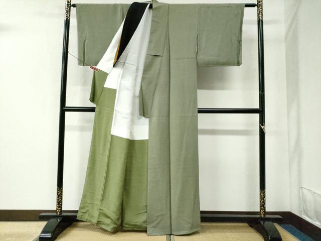 平和屋着物●上質な色無地 鶸茶色 正絹 逸品 未使用 CABC6440yc