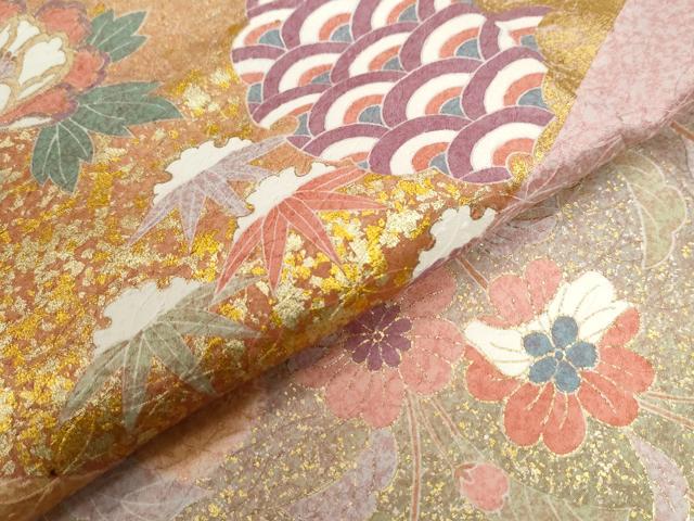 平和屋着物●訪問着 駒刺繍 絞り 牡丹吉祥花文 金彩 正絹 逸品 CABC6457yc