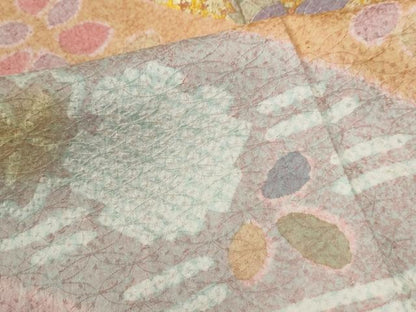 平和屋着物●訪問着 駒刺繍 絞り 牡丹吉祥花文 金彩 正絹 逸品 CABC6457yc