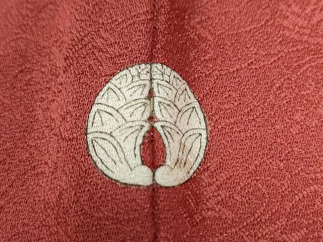 平和屋着物●上質な色無地 葡萄唐草地紋 赤紅色 正絹 逸品 CABC6458yc