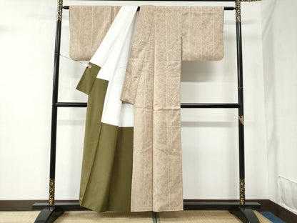 平和屋着物●結城紬 100亀甲 飛び亀甲柄 菊尽くし 正絹 逸品 CABC6460yc