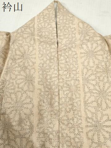 平和屋着物●結城紬 100亀甲 飛び亀甲柄 菊尽くし 正絹 逸品 CABC6460yc