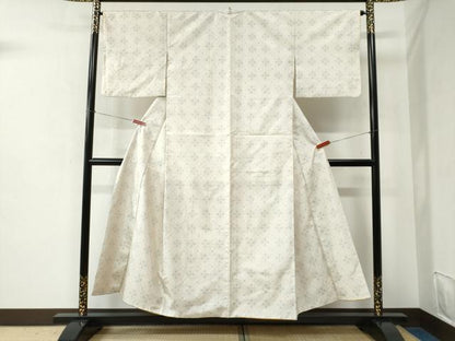 平和屋着物●本場大島紬 白大島 菱繋ぎ吉祥文 正絹 逸品 CABC6461yc