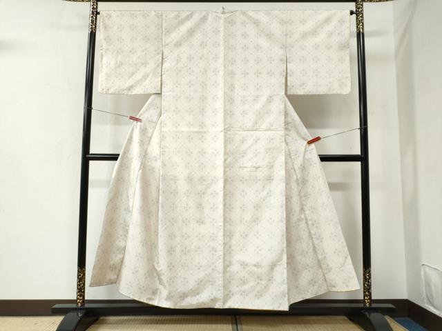 平和屋着物●本場大島紬 白大島 菱繋ぎ吉祥文 正絹 逸品 CABC6461yc