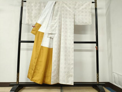 平和屋着物●本場大島紬 白大島 菱繋ぎ吉祥文 正絹 逸品 CABC6461yc