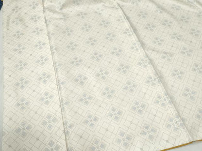 平和屋着物●本場大島紬 白大島 菱繋ぎ吉祥文 正絹 逸品 CABC6461yc