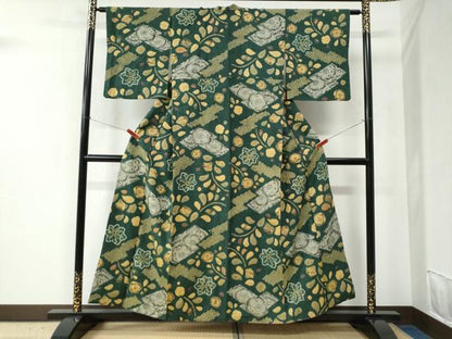 平和屋着物●上質な小紋　紬地　辻が花　絞り　正絹　逸品　CABC6466yc