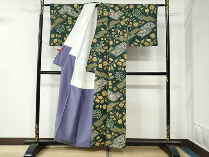 平和屋着物●上質な小紋　紬地　辻が花　絞り　正絹　逸品　CABC6466yc