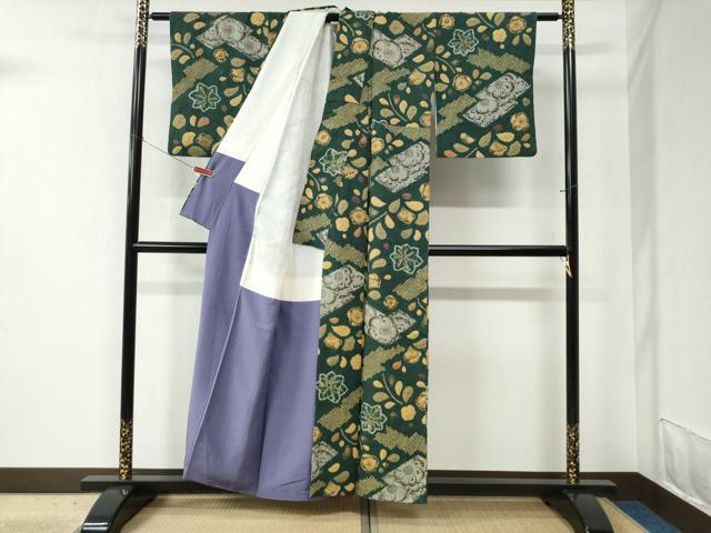 平和屋着物●上質な小紋　紬地　辻が花　絞り　正絹　逸品　CABC6466yc
