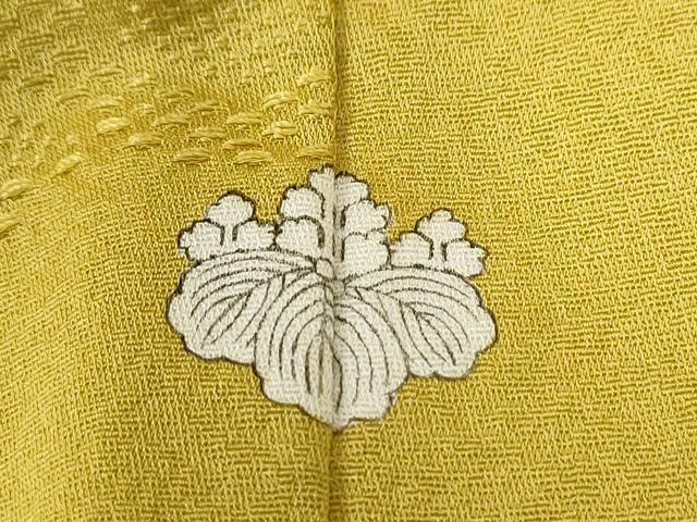 平和屋着物●豪華振袖 色無地 雲取り吉祥花地紋 芥子色 正絹 逸品 CABC6467yc
