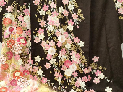 平和屋着物●豪華振袖 牡丹花蝶文 暈し染め 金彩 正絹 逸品 CABC6468yc
