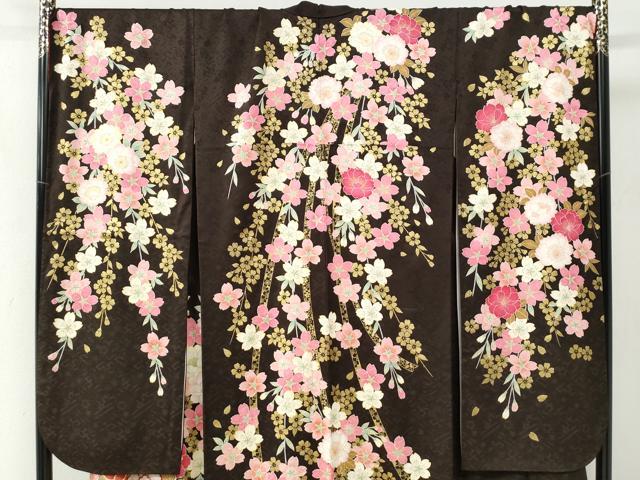 平和屋着物●豪華振袖 牡丹花蝶文 暈し染め 金彩 正絹 逸品 CABC6468yc