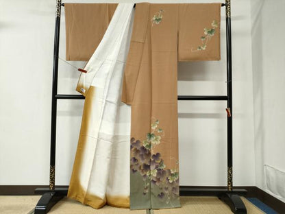平和屋着物●訪問着 葡萄蔦の葉文 暈し染め 金彩 やまと誂製 正絹 逸品 未使用 CABC6469yc